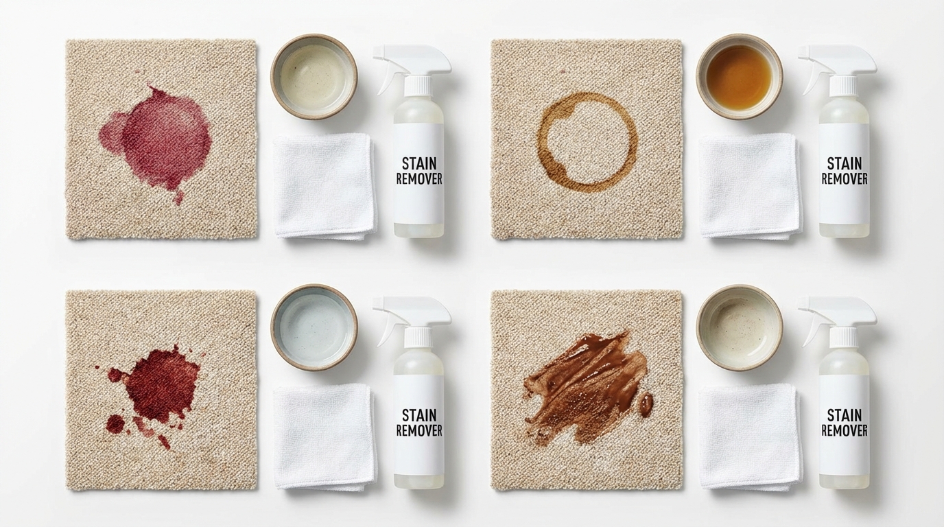 Guide détachage : enlever les taches de vin, café, sang et chocolat sur un tapis